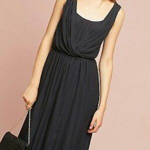 Anthropologie Maeve Sloan Midi Dress Pockets Grecian Faux-Wrap